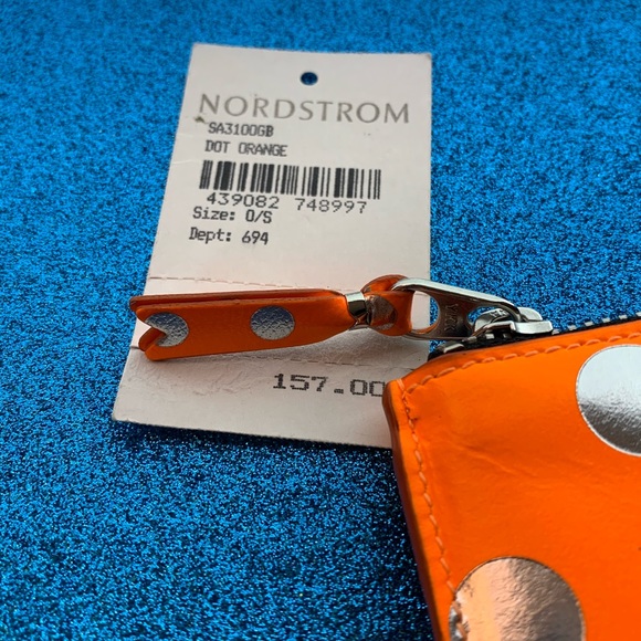COMME DES GARCONS Orange Wallet With Silver Dots - Picture 5 of 5